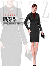 时尚黑色韩版女秋冬职业装制服设计图862