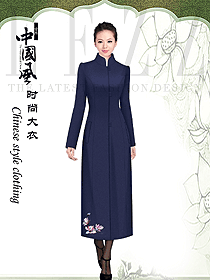 时尚藏蓝色女职业装大衣服装款式效果图288