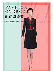 原创制服设计黑色连衣裙女职业装夏装款式图800