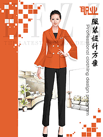 原创制服设计长袖橙色女秋冬职业装设计图1716