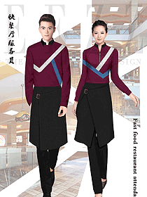 时尚紫色男女款快餐服务生服装款式图236