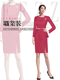 时尚红色女职业装夏装制服设计图954
