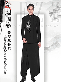 经典黑色男款中餐服务员服装款式图2084