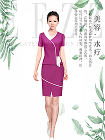 时尚玫红色女款按摩技师服款式设计图1492