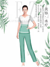 新款浅绿色女款按摩技师服款式设计图1487