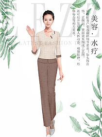 新款浅卡其色女款按摩技师服款式设计图1484