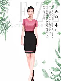 时尚粉红色女款按摩技师服款式设计图1478