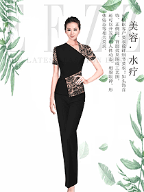 时尚黑色女款美容技师制服设计图753