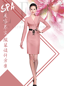 浅粉色女款美容技师制服设计图675