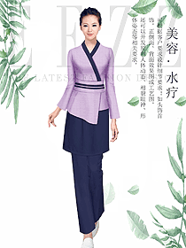 新款浅紫色女款美容技师制服设计图651