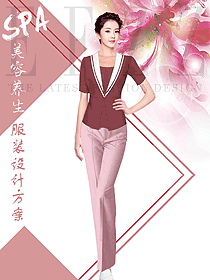 新款短袖美容技师工作服装款式设计图798