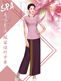 原创设计粉红色美容技师服装款式图802