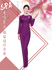 时尚深紫色长袖女款医疗美容制服设计图808