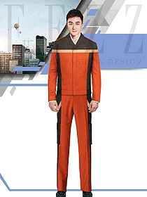 橙色长袖汽修服工程服款式效果图1255