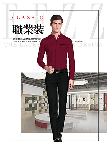 枣红色男职业装长袖衬衫制服设计图291