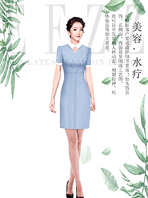 时尚浅蓝色女款总台收银接待制服设计图451