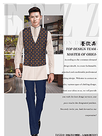原创制服设计男款中餐服务员服装款式图2155