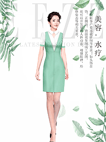 时尚浅绿色女款总台收银接待制服设计图457