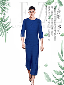 时尚深蓝色男款美容技师制服设计图861