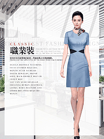 时尚浅蓝色女职业装夏装制服设计图1043