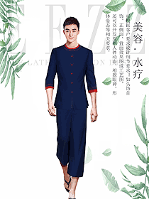 时尚藏蓝色男款美容技师制服设计图889