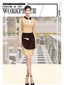 原创制服设计女款茶餐厅服装款式图414