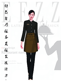 原创制服设计女款茶餐厅服装款式图416