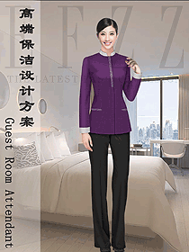 立领紫色保洁人员服装设计图269