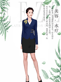 藏蓝色显气质女款总台收银接待制服设计图494