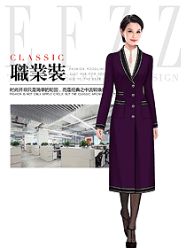 紫色显气质女职业装大衣设计图303