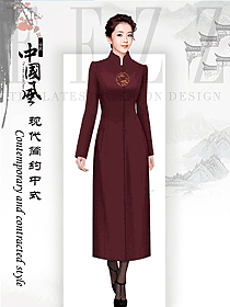 新中式女职业装大衣设计图313