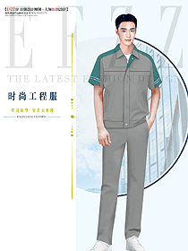 夏装拼色男装工作服短袖制服设计效果图