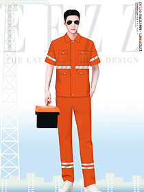 橙色男装反光条职业装工衣定制款