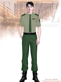 迷彩色门卫形象岗短袖保安服衬衫单件款制服设计图