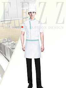 酒店夏季短袖款厨师服装定制设计案例