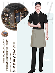西餐厅咖啡店餐饮服务员短袖衬衣制服设计图