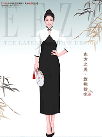 新款夏季改良旗袍新中式黑色显瘦女装原创设计