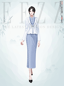 高端旗袍女长款中式改良版旗袍裙手绘服装设计图