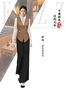 酒店西餐厅女服务员马夹工作服夏季款