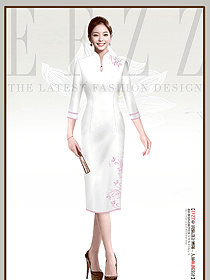 宴会礼服旗袍白色款定制设计方案