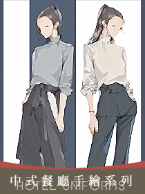 新中式手绘餐厅服务员女款制服系列组图