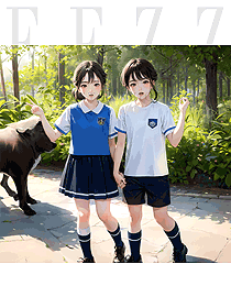 蓝色短袖班服套装小学生校服夏装