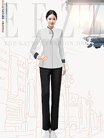 酒店宾馆客房灰色裤装款保洁服定制设计图