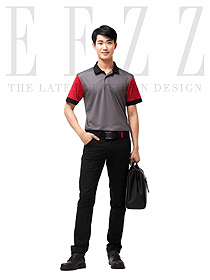 4s店汽车维修工装修车服红灰撞色款制服