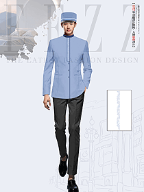 酒店员工春秋装泊车员立领工装制服定制设计图