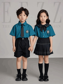 衬衫领结款小学生夏季班服衬衫套装