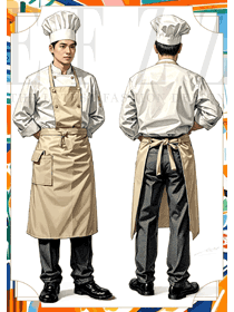 星级酒店高端会所厨师长厨师服手绘图片