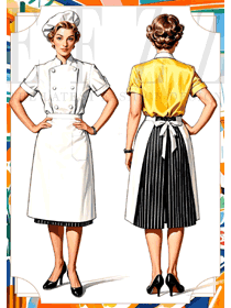 酒店专业厨房厨师服女款服装手绘设计图