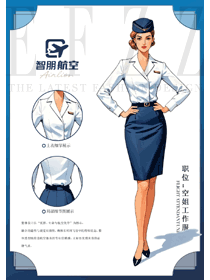欧洲衬衫蓝色开衩裙子空姐手绘设计图