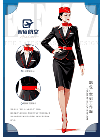 黑色高端职业套装女秋冬空姐工作服定制